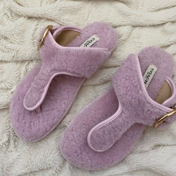 Coach Hollie shearling Flip Flop pale pink - Picture 4 of 7